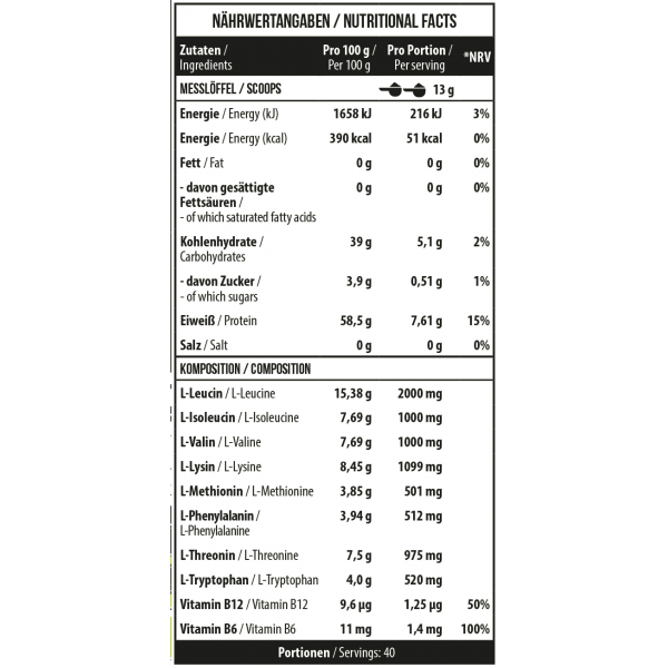 BCAA+ЕАА аминокислоты без сахара, MST, BCAA&EAA zero - 520 г