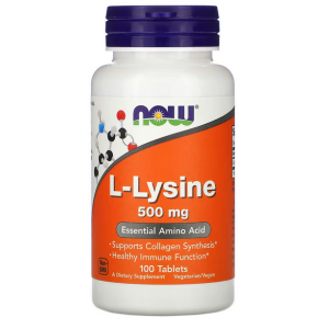 Л-Лизин, NOW, L-Lysine, 500 мг  - 100 таб