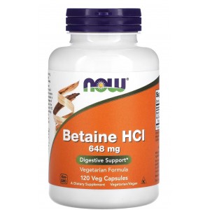 Бетаин HCL, NOW, Betaine HCL - 120 веган капс