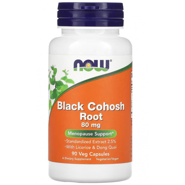 Екстракт кореня клопогона гроновидного, NOW, Black Cohosh Root 80 мг - 90 веган капс