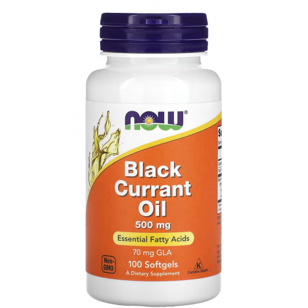Масло черной смородины, NOW, Black currant oil 500 мг - 100 гель капс