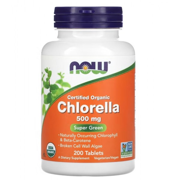 Хлорелла органическая, NOW, Chlorella 500 мг - 200 таб