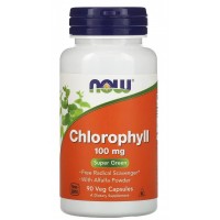 Хлорофил + порошок из листьев Люцерны, NOW, Chlorophyll 100 мг - 90 капс