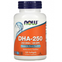 Омега -3 з підвищенним вмістом ДГК, NOW, DHA-250 - 120 гель капс