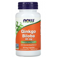 Екстракт Гінкго Білоба, NOW, Ginkgo Biloba 60 мг - 60 веган капс