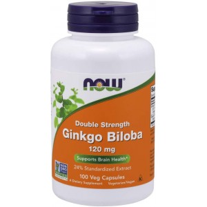 Экстракт Гинкго Билоба с высокой концентрацией 120 мг, NOW, Ginkgo Biloba 120 мг - 100 веган капс