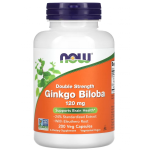 Экстракт Гинкго Билоба с высокой концентрацией 120 мг, NOW, Ginkgo Biloba 120 мг - 200 веган капс