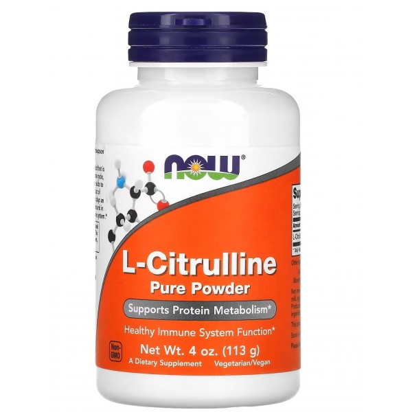 100% чистый Л-цитруллин, NOW, L-Citrulline Pure -113 г