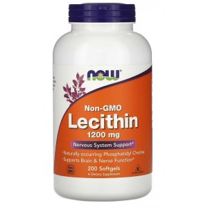 Соевый Лецитин, Lecithin 1200 mg NOW - 200 гель капс