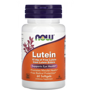 Лютеїн (з ефірів лютеїну і екстракту квіток чорнобривців), NOW, Lutein (Esters) 10 мг - 60 гель капс