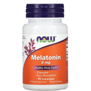 Мелатонін 3 мг з вітаміном В6 в жувальних таблетках, NOW, Melatonin 3 мг 