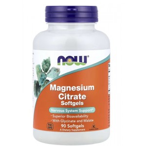 Магний 134 мг (цитрат, глицинат, малат), NOW, Magnesium 134 мг 