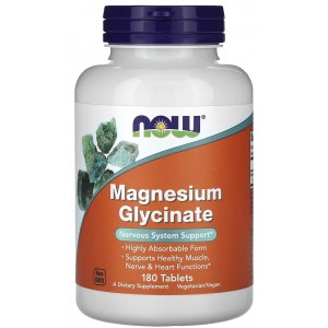 Магний глицинат (высокая биодоступность), NOW, Magnesium Glycinate - 180 таб