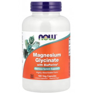Магний глицинат с черным перцем, NOW, Magnesium Glycinate with BioPerine