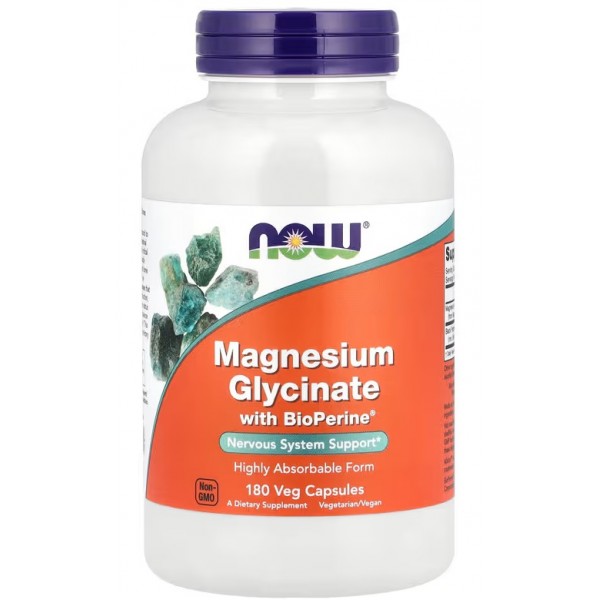 Магний глицинат с черным перцем, NOW, Magnesium Glycinate with BioPerine
