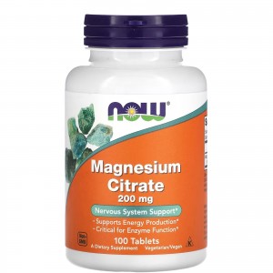 Магний цитрат 200 мг, NOW, Magnesium 200 мг 