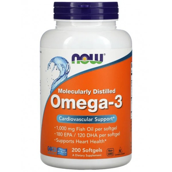 Омега-3 Рыбий жир, NOW, Omega-3 1000 мг - 200 гель капс