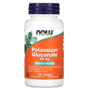 Калий глюконат 99 мг, NOW, Potassium Gluconate 99 мг - 100 таб