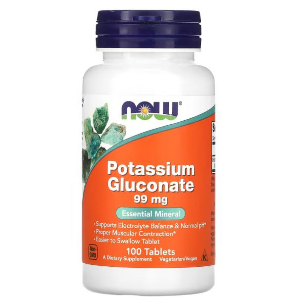 Калій глюконат 99 мг, NOW, Potassium Gluconate 99 мг - 100 таб