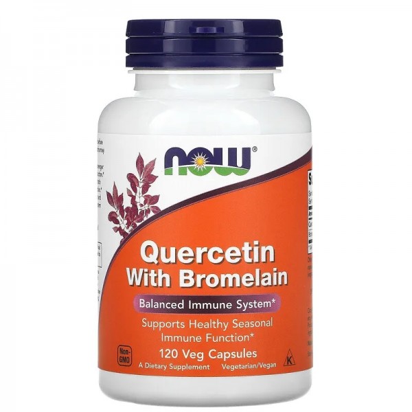 Кварцетин + Бромелин, NOW, Quercetin with Bromelain - 120 веган капс