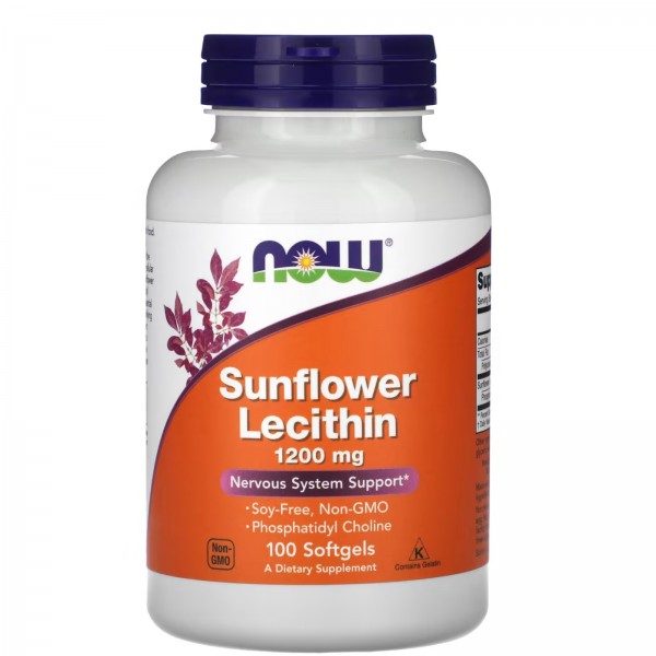 Подсолнечный Лецитин, NOW, Sunflower Lecithin 1200 мг - 100 гель капс