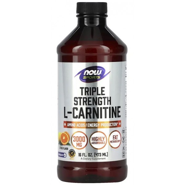 Л-карнитин Carnipure + Витамин В12, NOW, Carnitine Liquid 3000 мг - 473 мл