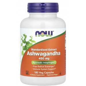 Ашваганда (стандартизований екстракт, 450 мг), NOW, Ashwagandha 450 мг - 180 веган капс