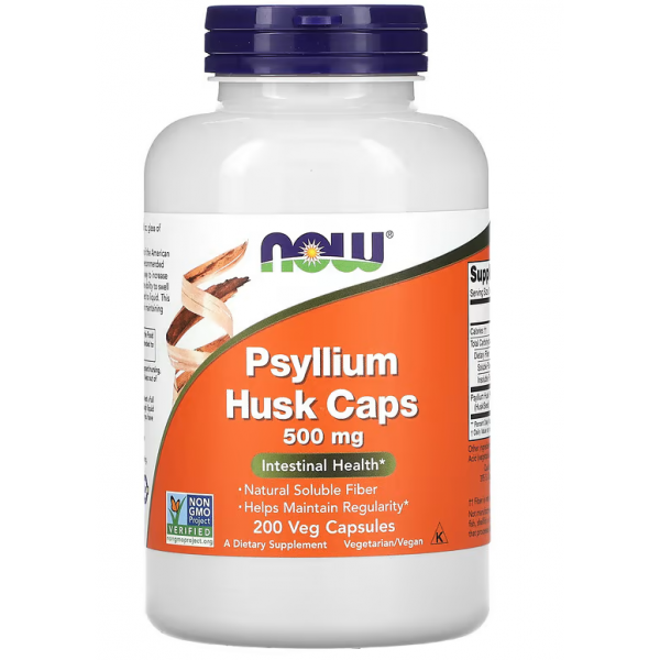 Экстракт подорожника, NOW, Psyllium Husk 500 мг - 200 veg caps