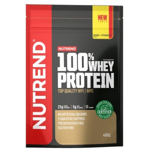 Сывороточный протеин концентрат, Nutrend, 100% Whey Protein - 400 г - Банан-Клубника