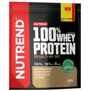 100% Сывороточный протеин, Nutrend, 100% Whey Protein - 1 кг - Банан-Клубника