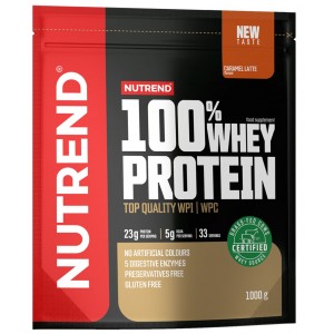 100% Сывороточный протеин, Nutrend, 100% Whey Protein - 1 кг - Карамель-Латте