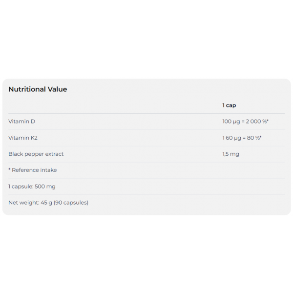 Витамины для крепкости костей, Nutrend, Vitamin D3 + K2 - 90 капс