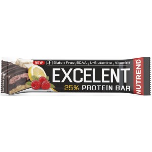 Протеиновый батончик с высоким содержанием углеводов, Nutrend, Excelent Protein Bar - 85 г - Лимон + творог + малина с клюквой