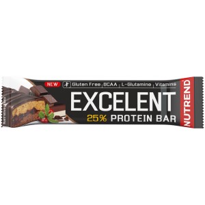 Протеиновый батончик с высоким содержанием углеводов, Nutrend, Excellent Protein Bar - 85 г - Шоколад + нуга с клюквой