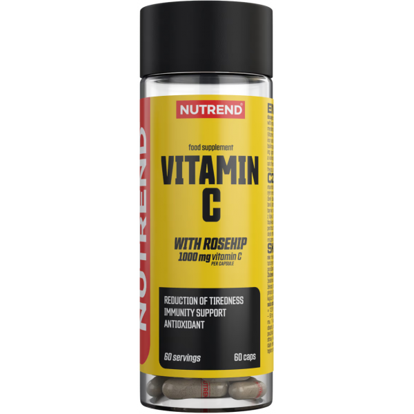 Витамин С 1000 мг, антиоксидант, Nutrend, Vitamin C with rose hips 1000 мг - 60 капс