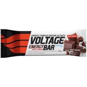 Батончик углеводний, Nutrend, Voltage Energy Bar With Caffeine - 65 г - Чорний шоколад