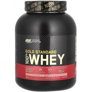 Сывороточный изолят, Optimum Nutrition,100% Whey Gold Standard - 2,27 кг - Клубника со сливками