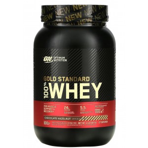 Сывороточный изолят, Optimum Nutrition, 100% Whey Gold Standard - 909 г - Шоколад-Лесной орех