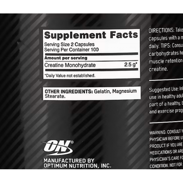 Креатин моногидрат, Optimum Nutrition, Creatine 2500 caps - 200 капс