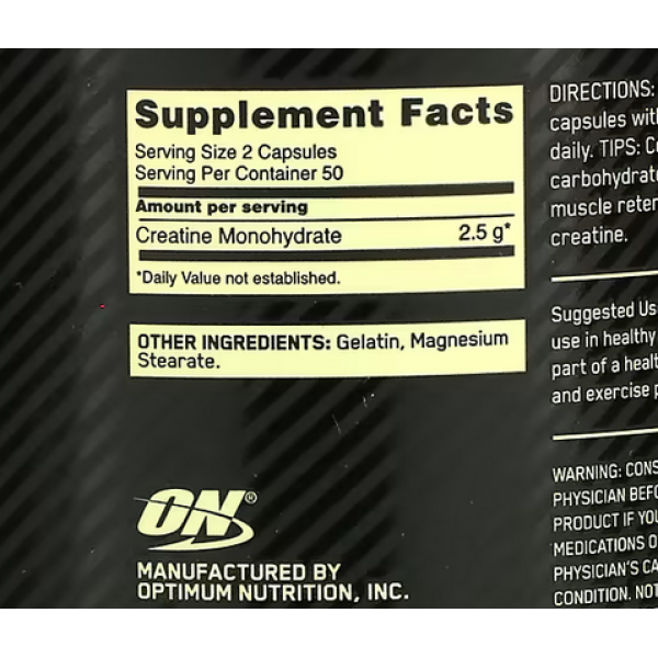 Креатин моногидрат, Optimum Nutrition, Creatine 2500 - 100 капс