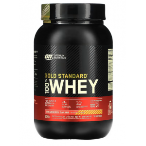 Сывороточный изолят, Optimum Nutrition, 100% Whey Gold Standard - 909 г - Клубника-Банан