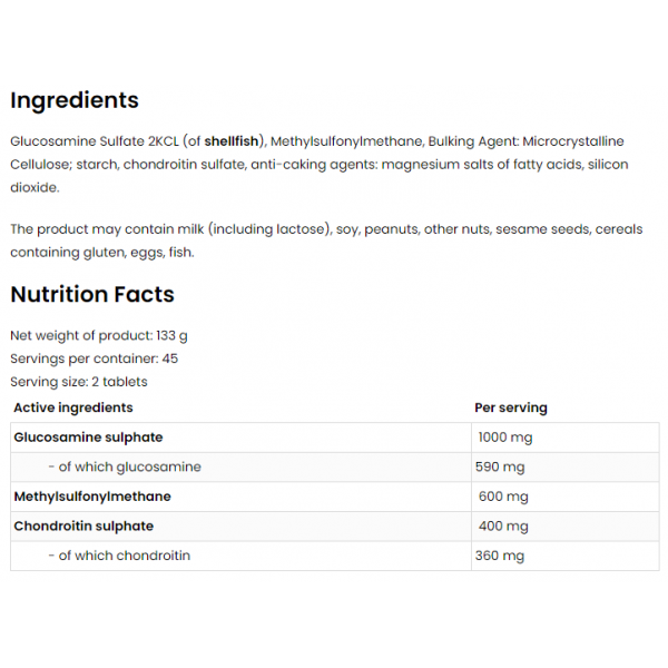 Комплекс для суставов, OstroVit, Glucosamine + MSM + Chondroitin - 90 таб