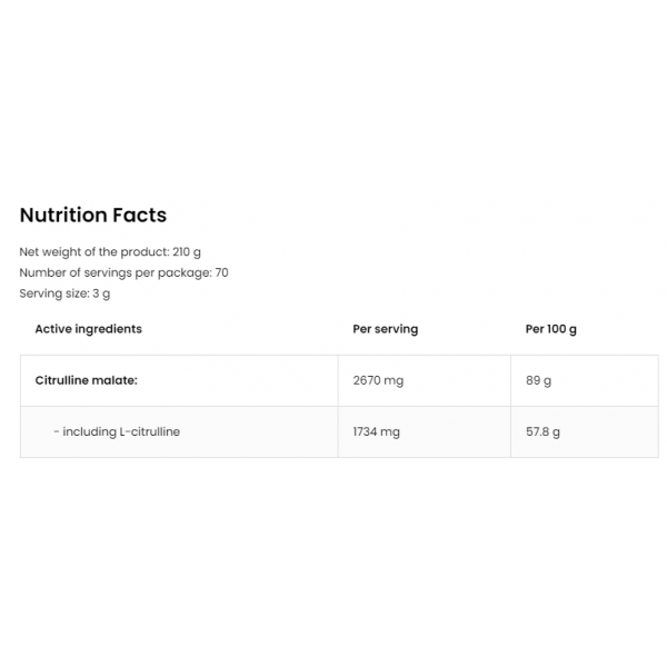 Цитруллин малат в порошке, OstroVit, Citrulline - 210 г 