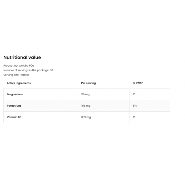 Магний Цитрат + Калий и Витамин В6, OstroVit, Magnez Max Skurcz  - 60 таб