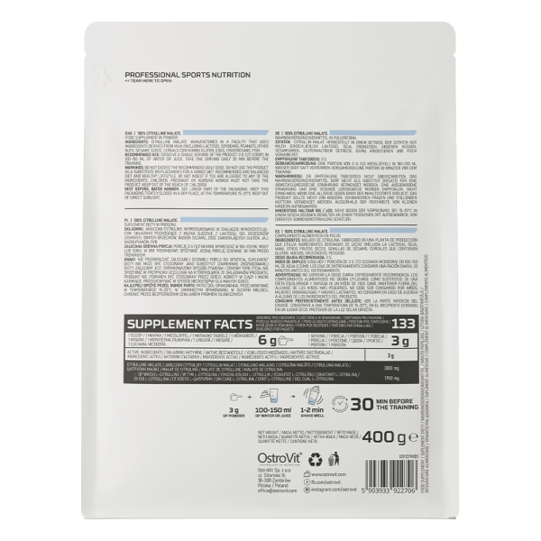 100% цитрулін малат, OstroVit, Citrulline - 400 г 100% цитрулін малат, OstroVit, Citrulline - 400 г
