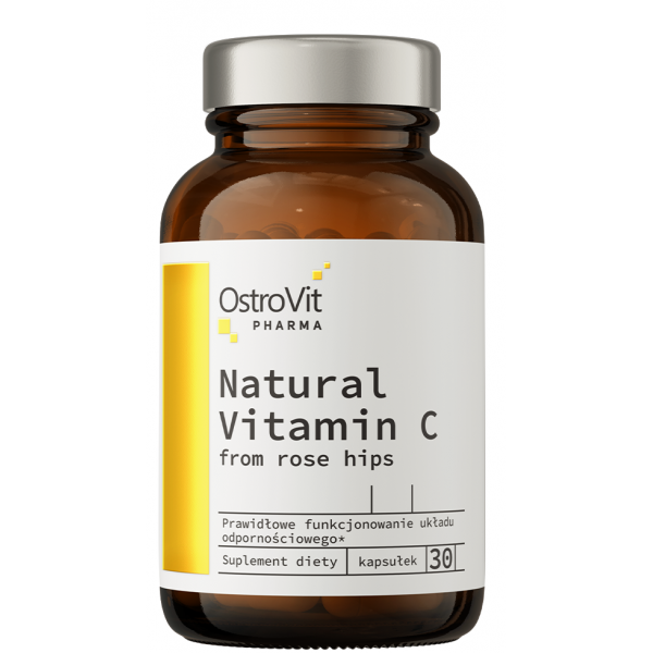 Органический витамин С, OstroVit, Pharma Natural Vitamin C from Rose Hips - 30 капс