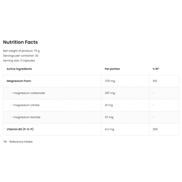 Магний (смесь 3 форм) + Витамин В6, OstroVit, Magnez Max Skurcz  - 60 таб