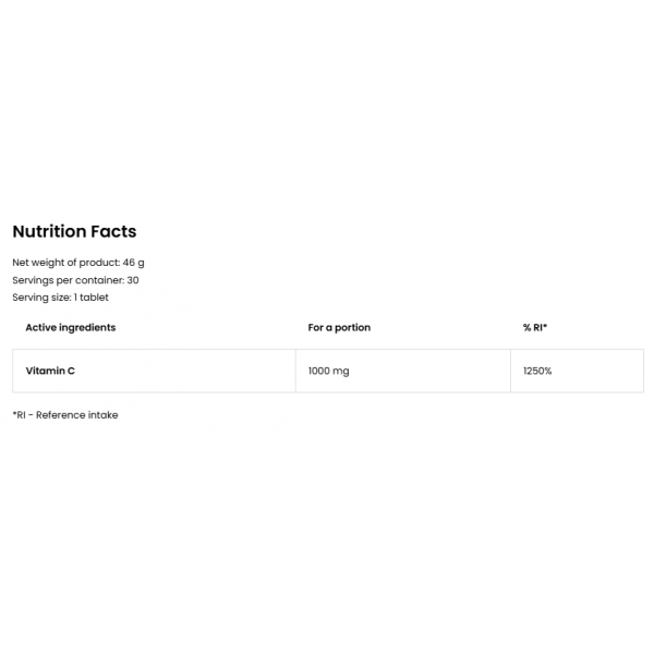 Вітамін С, аскорбінова кислота, OstroVit, Vitamin C - 30 таб