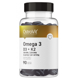 Омега 3 с витаминами D, E, K2, OstroVit, Omega 3 D3+K2 - 90 гель капс