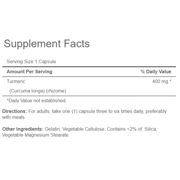 Куркума (корень), Puritan's Pride, Turmeric Curcumin 400 мг- 100 капс